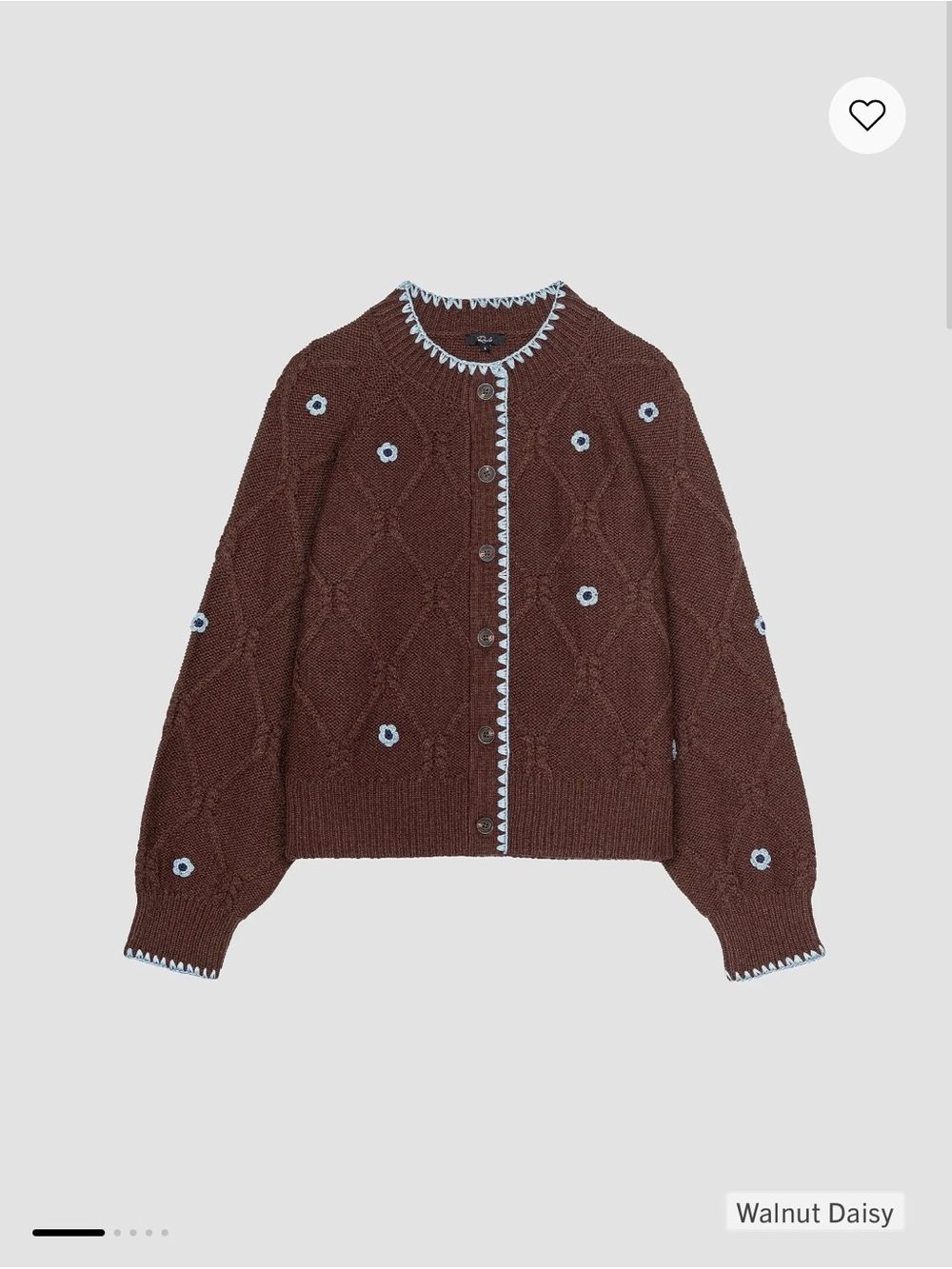 NWOT Rails Laurie Floral Walnut Daisy Cable Knit Cardigan Sweater (Brown)🤎 Small